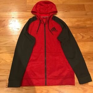 Adidas Red and Black Zip Up hoody